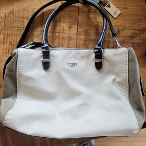 Guess White and Olive Tote Bag